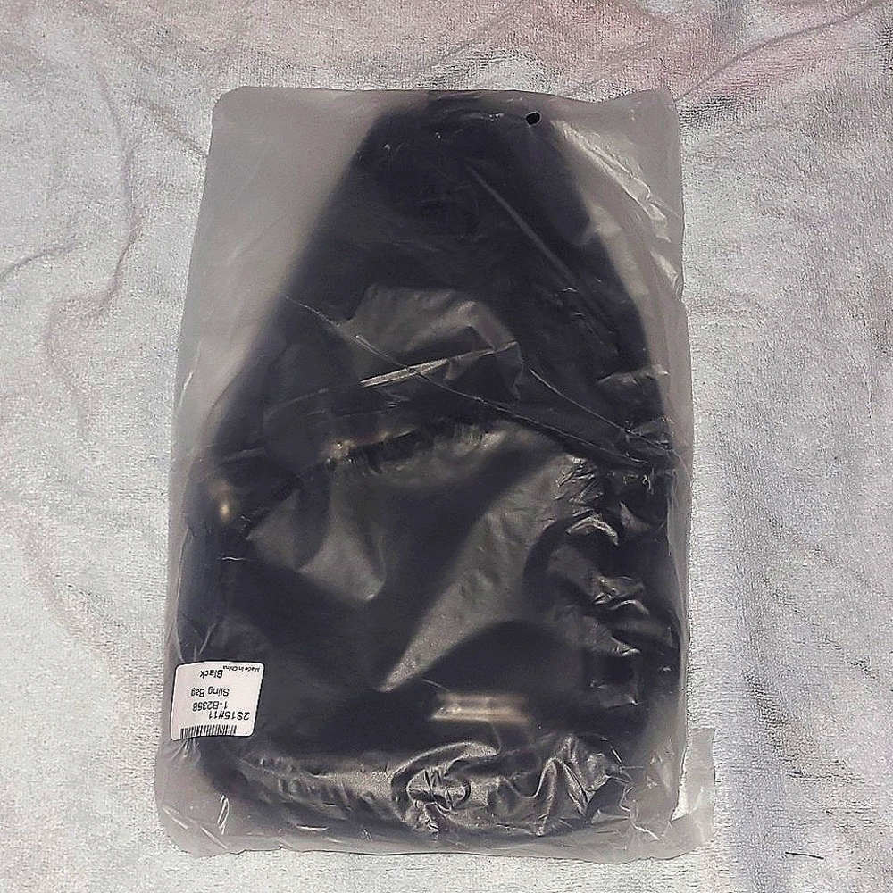 Leather Sling Bag Shoulder Pack, Black, Size in inches 13.4(H) x 3.1(W) x 6.7(L)